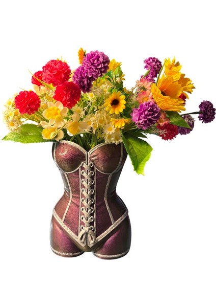 Kadın Büstü Figürlü Dekoratif Vazo – El Boyaması – Sanatsal Ev ve Ofis Dekoru (Bukalemun Renk) modelleri