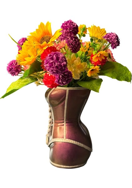 Kadın Büstü Figürlü Dekoratif Vazo – El Boyaması – Sanatsal Ev ve Ofis Dekoru (Bukalemun Renk) fırsatları