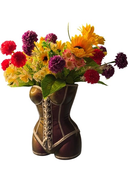 Kadın Büstü Figürlü Dekoratif Vazo – El Boyaması – Sanatsal Ev ve Ofis Dekoru (Bukalemun Renk) indirimleri