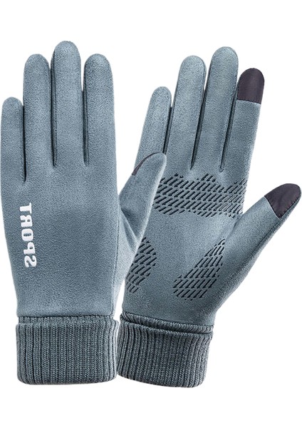 Süet Kadife, Yünle Dolgulu, Kalınlaştırılmış Dokunmatik Ekranlı Rüzgar Geçirmez Kadın Outdoor Spor Bisiklet Eldiveni (Yurt Dışından)