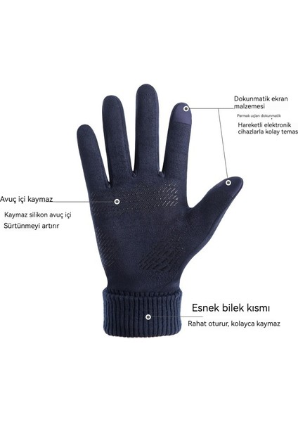 Süet Kadife, Yünle Dolgulu, Kalınlaştırılmış Dokunmatik Ekranlı Rüzgar Geçirmez Kadın Outdoor Spor Bisiklet Eldiveni (Yurt Dışından) modelleri
