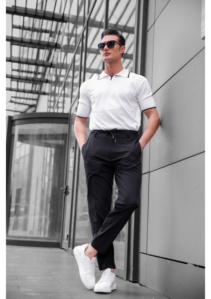 Jogger Paraşüt Kumaş Siyah Renk Erkek Pantolon
