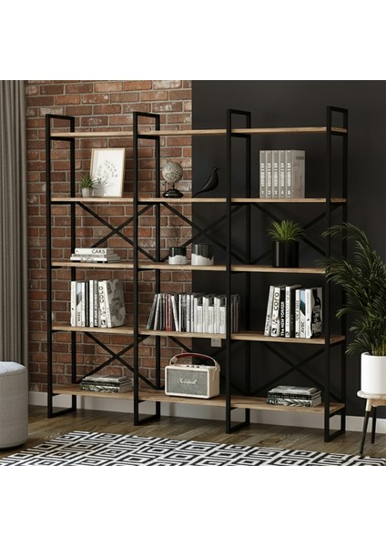 Atlantis 175CM Metal Kitaplık 5 Raflı Geniş 3 Bölme Atl6-A