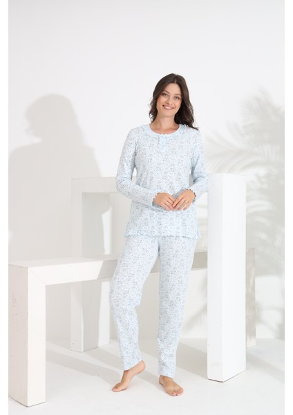 Angelique %100 Pamuk Uzun Kol Kadın Pijama Takımı 21515-516