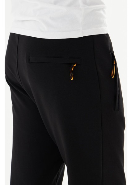 Erkek Pamuklu Fermuarlı Cepli Eşofman Altı Siyah 7814-S