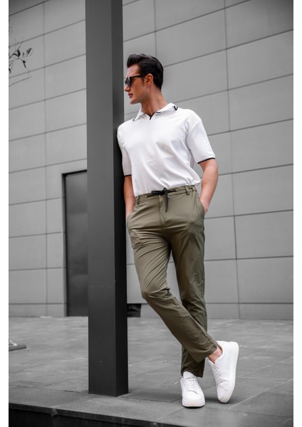 Jogger Paraşüt Kumaş Haki Renk Erkek Pantolon