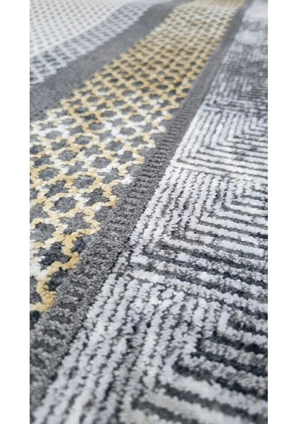 Elegance 1063 Gri Halı Modern Klasik Desenli Viskon Doğal Iplik Bambu Halı Tozu Az Salon modelleri