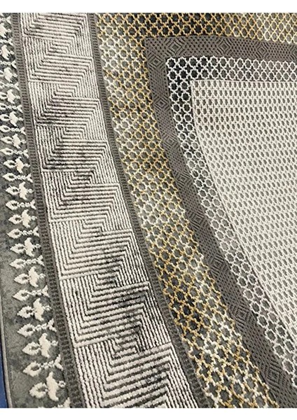 Elegance 1063 Gri Halı Modern Klasik Desenli Viskon Doğal Iplik Bambu Halı Tozu Az Salon indirimleri