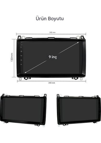 Mercedes B200 Için 9 Inç Carplay Navigasyon - Wifi Desteği 2+32GB Gps Kamera - 2004-2014 Model modelleri