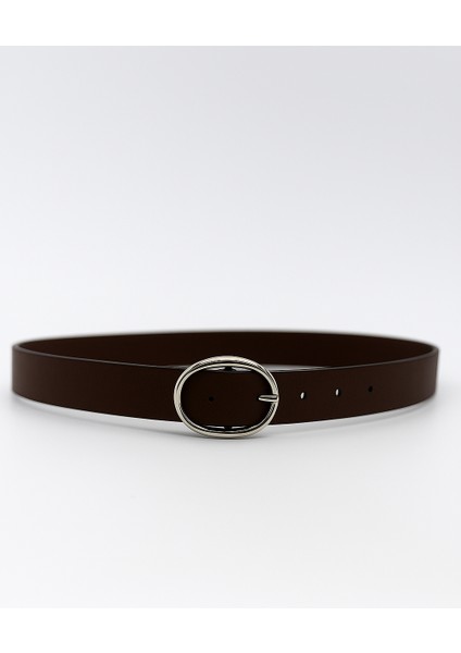 Kadın Oval Tokalı Siyah Kemer – Şık Günlük ve Jean Uyumlu Deri Görünümlü Kemer