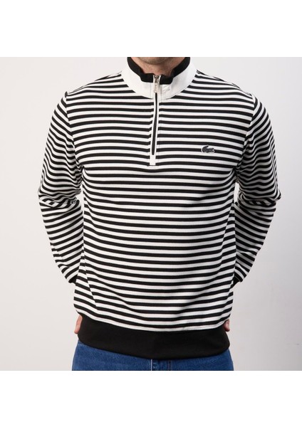 Fermuar Yaka Çizgili Siyah Arma Regular Fit fırsatları