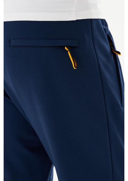 Erkek Pamuklu Fermuarlı Cepli Eşofman Altı Indigo 7814-İ