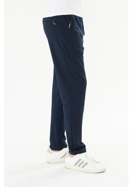 Erkek Pamuklu Fermuarlı Cepli Eşofman Altı Lacivert 7814-L