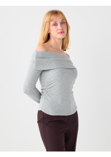 Antrasit Dar Kesim Kayık Yaka Modal Örme Bluz fırsatları