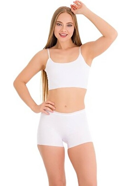 Kadın Boxer Külot Lazer Kesim Düz Desen 3'lü Paket Rahat Kullanım