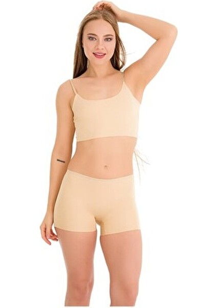 Kadın Boxer Külot Lazer Kesim Düz Desen 3'lü Paket Rahat Kullanım