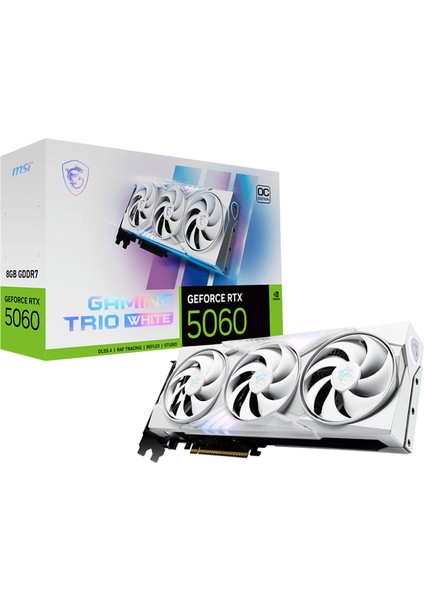 Msı VGA Geforce Rtx 5060 8g Gamıng Trıo Oc Whıte RTX5060 8gb Gddr7 128B DX12 Pcıe 5.0 X16 (3xdp 1xhdmı)