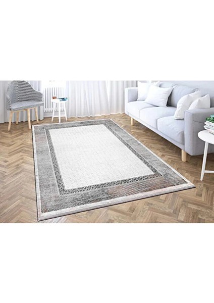 Elegance 1064 Krem Halı Gri Modern Klasik Desenli Viskon Doğal Iplik Bambu Halı Tozu Az Salon fiyatları
