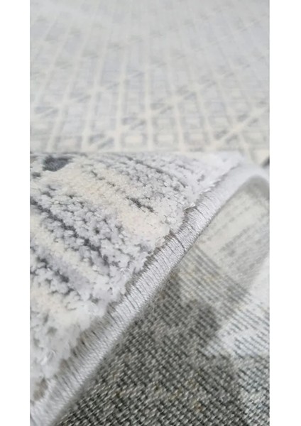 Elegance 1064 Krem Halı Gri Modern Klasik Desenli Viskon Doğal Iplik Bambu Halı Tozu Az Salon