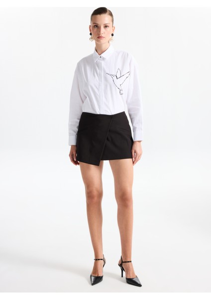 Siyah Kadın Normal Şort Etek F5WL-ETK0068