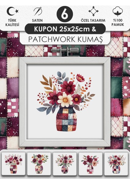Patchwork Kumaş Seti – Dikiş ve Hobi Için %100 Pamuk Desenli Kumaş Kuponları
