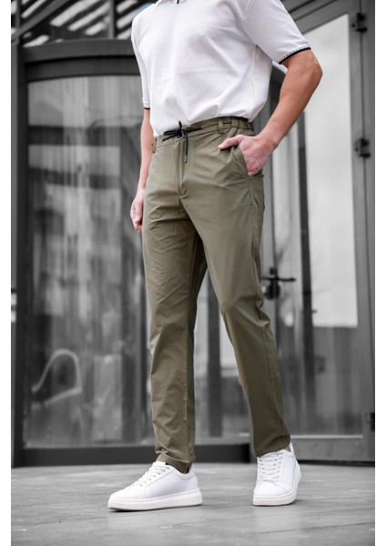 Jogger Paraşüt Kumaş Haki Renk Erkek Pantolon