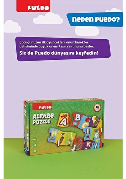 Türkçe Alfabe Puzzle 1 Parça Eğlenceli Tasarım 2-4 Yaş Çocuklar İçin Renkli