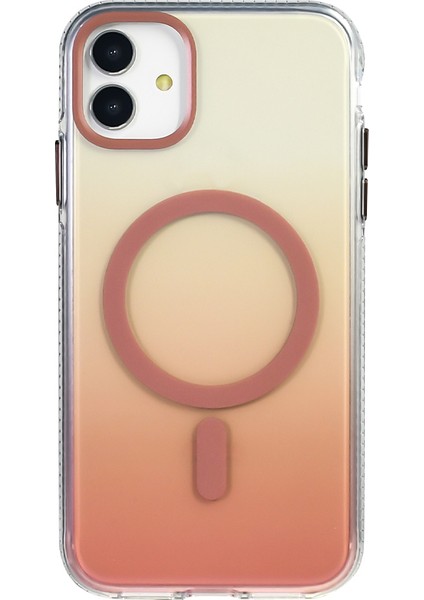 Apple iPhone 11 Kılıf M-Safe Şarj Özellikli Transparan Renk Geçişli Toros Kapak - Lila indirimleri