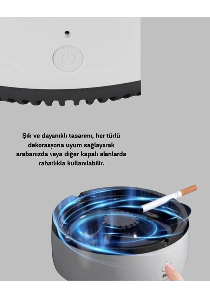 Sigara Dumanı ve Koku Giderici Hava Temizleyici Küllük – 2 Katmanlı Filtreli, USB Şarjlı fiyatları