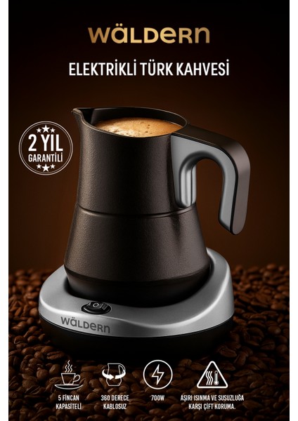 Elektrikli Közde Türk Kahvesi ve Türk Kahve Makinesi Krom