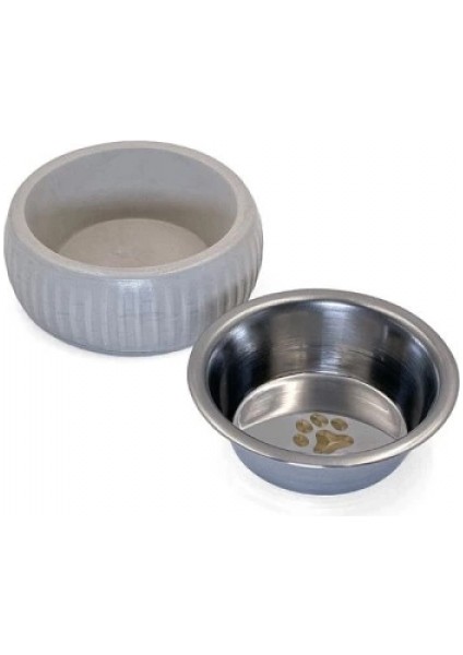 Mikopet Organik Seramik Mama Kabı Gri