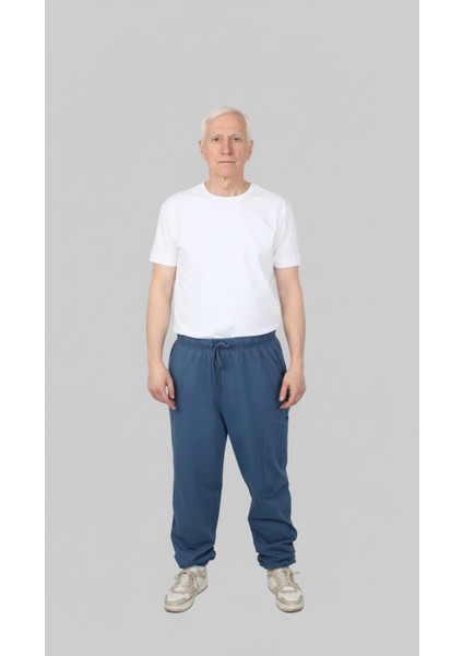Adaptif Denim Mavi Hasta Bakım ve Tedavi Pantolonu
