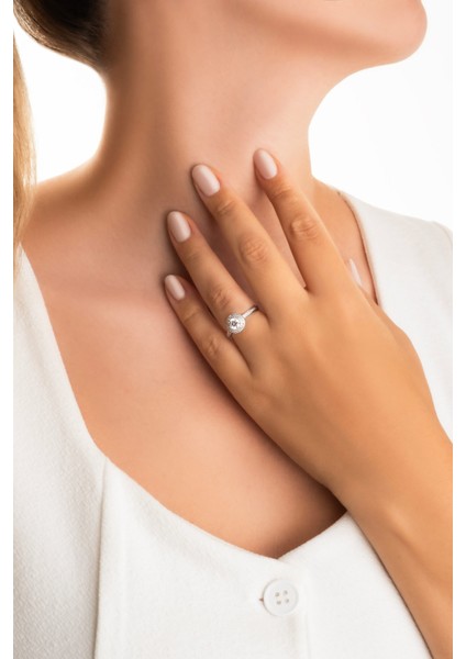 Işıltılı Mozanit 18 Ayar Beyaz Altın Kaplama Ayarlanabilir Gümüş Yüzük fırsatları