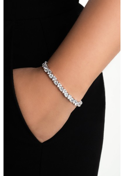 Kalp Yolu 18 Ayar Beyaz Altın Kaplama Gümüş Bileklik fiyatları