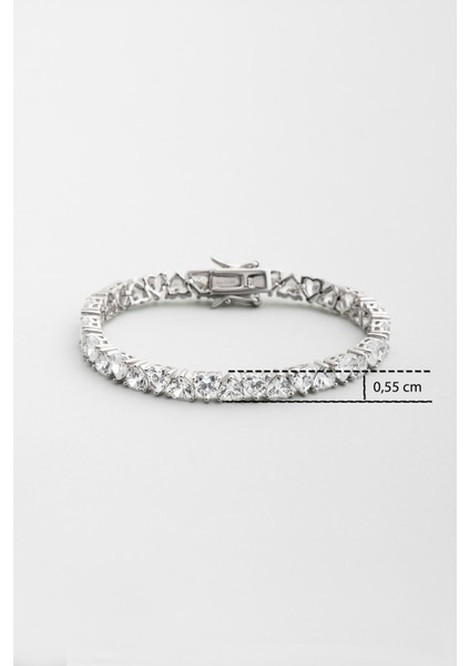 Kalp Yolu 18 Ayar Beyaz Altın Kaplama Gümüş Bileklik modelleri