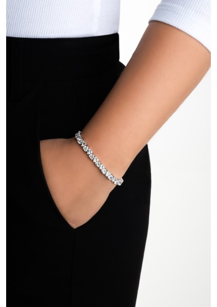 Kalp Yolu 18 Ayar Beyaz Altın Kaplama Gümüş Bileklik fırsatları