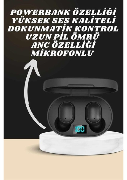 Dijital Göstergeli Kulaklık ve 7 Kordonlu Akıllı Saat Android ve Ios Uyumlu Uyk - SBS5456-6277