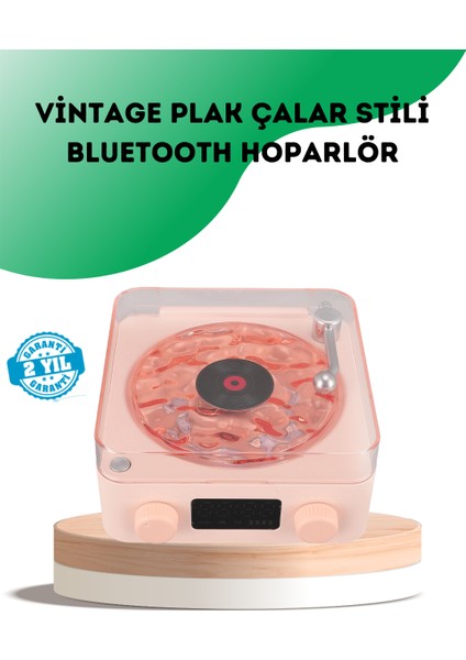Retro Bluetooth Hoparlör – Kristal Ses Gece Lambası Saatli Tasarım - SBS1722-1149