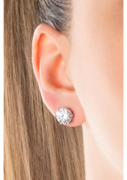 Modern Mozanit 18 Ayar Beyaz Altın Kaplama Gümüş Küpe fiyatları