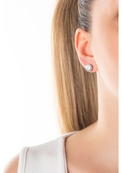 Modern Mozanit 18 Ayar Beyaz Altın Kaplama Gümüş Küpe fırsatları