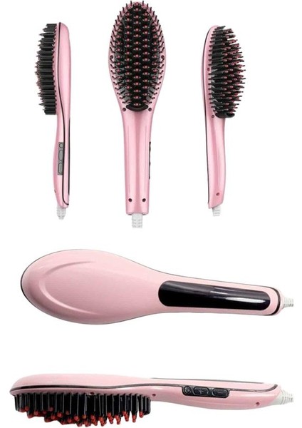 Elektrikli Saç Düzleştirici Tarak Saç Düzleştirici Fırça Sıkı Dişli Pembe - SBS6325-7580 fırsatları