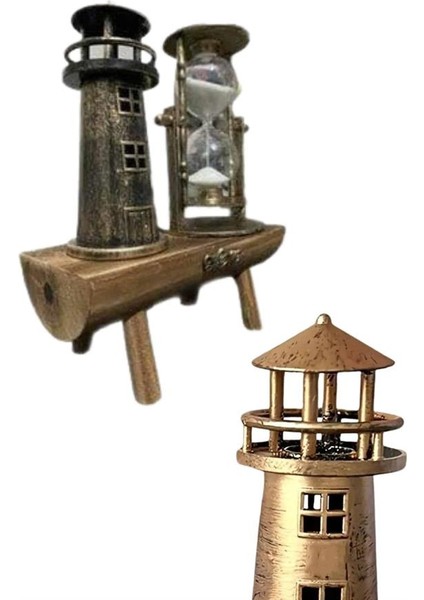 Hediyelik Eşya Retro Deniz Fenerli Kum Saati Ahşap Görünümlü Dekoratif Eşya - SBS1332-5511 fiyatları