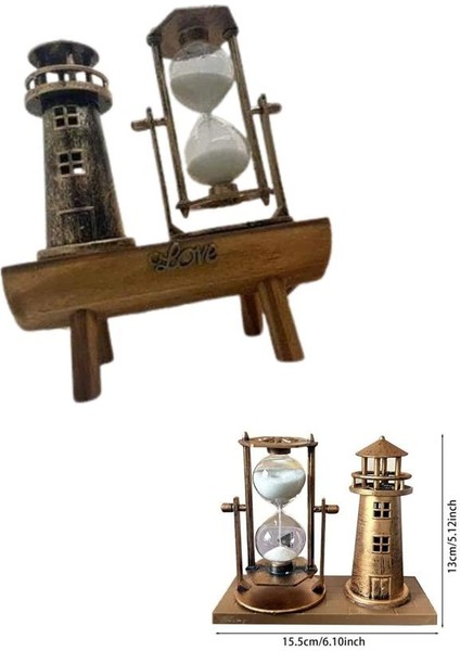 Hediyelik Eşya Retro Deniz Fenerli Kum Saati Ahşap Görünümlü Dekoratif Eşya - SBS1332-5511 indirimleri