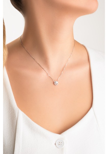 Mozanit Fısıltısı 18 Ayar Beyaz Altın Kaplama 44 cm Gümüş Kolye fırsatları