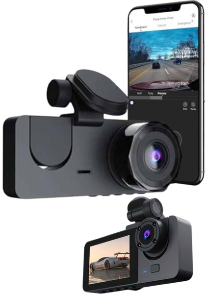 Gece Görüşlü Dvr 3 Lensli Araç Içi Sürüş Kamerası Video Kaydedici - SBS2170-7966 indirimleri