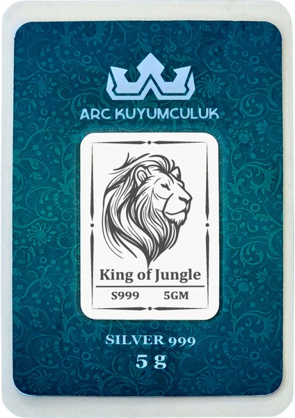 5 Gram 999 Ayar Gümüş ile Tasarlanmış Aslan Temalı Hediyeye Özel Gümüş Külçesi-765