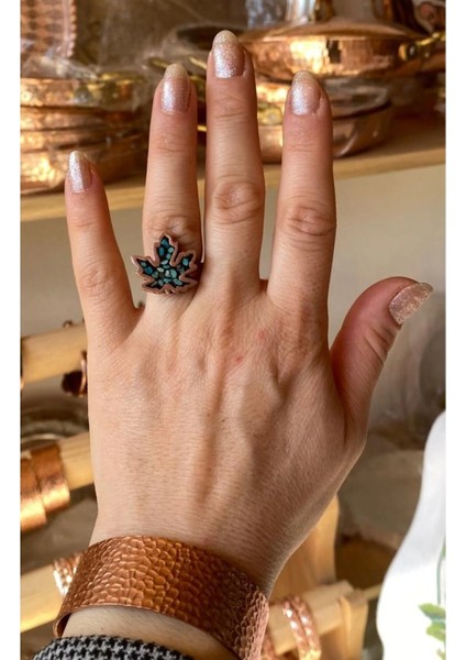 Firuze Taşlı Bakır Yüzük