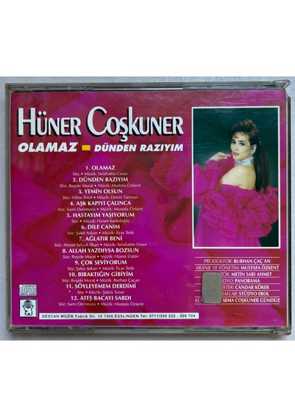 Hüner Coşkuner Olamaz - Dünden Razıyım CD (Orijnal 1994 Dönem Baskı Cd) fiyatları