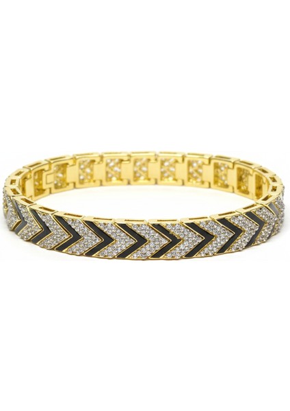 Çelik V Desenli Zirkon Bileklik Statement Takı