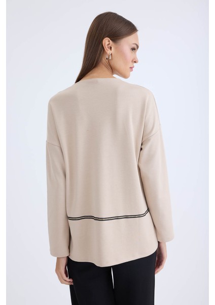 V Yaka Şerit Detaylı Uzun Kol Bluz fiyatları